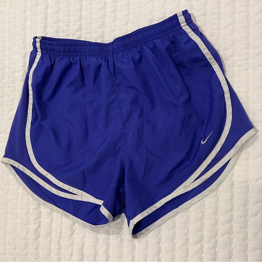 Small Nike Women's Dry Tempo Shorts purple and white